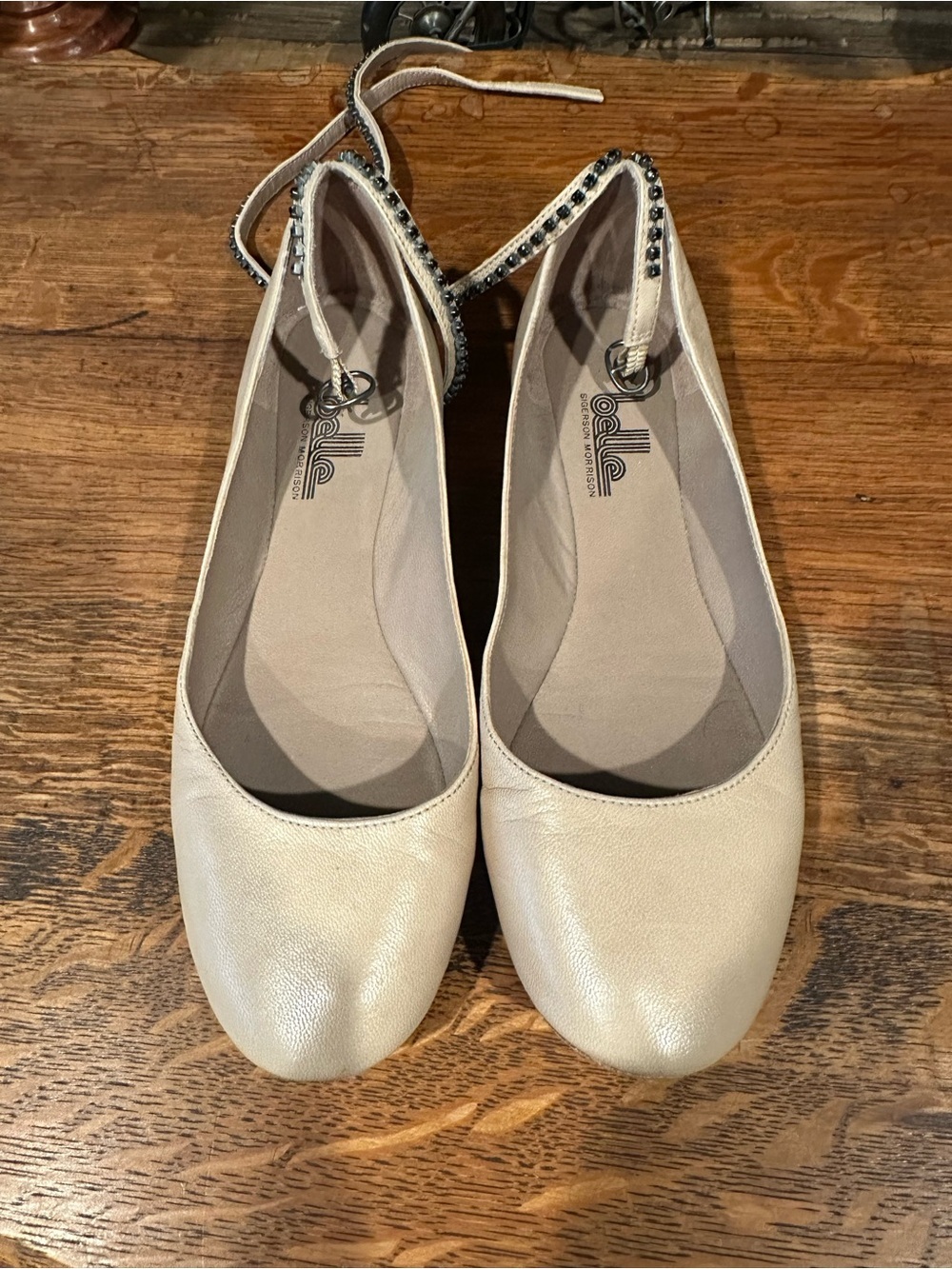 Sigerson Morrison Cream Ankle-Strap Ballet Flats
